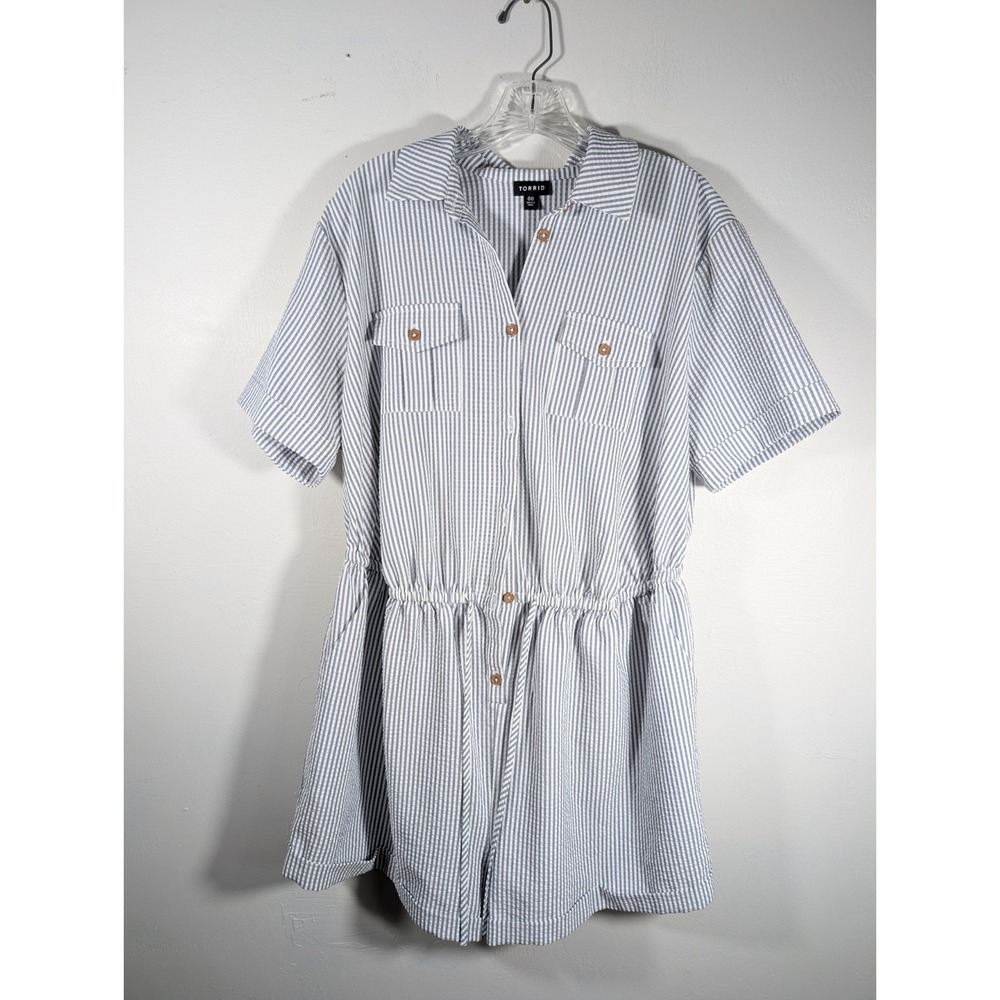 Torrid A-Line Mini  Romper Size 00 Button Striped‎ Pockets